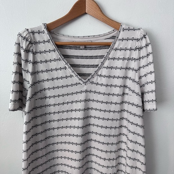 Loft white with black lines and dots v neck shirt dress Size Large - Picture 2 of 6